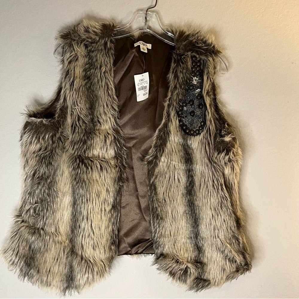 Caro Faux Fur Vest NWT size L